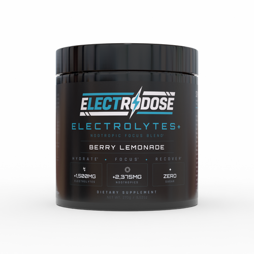 Electrodose 3-pack bundle — Berry Lemonade electrolyte + nootropic powder, 90 total servings, zero sugar