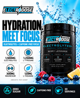 Electrodose Berry Lemonade electrolyte drink powder with per-scoop ingredient amounts
