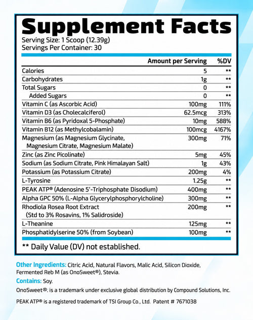 Electrodose Berry Lemonade Supplement Facts: serving size one scoop, 12.39 g, 30 servings per container; contains soy